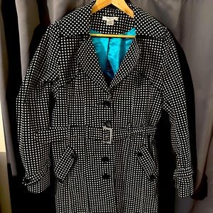Black & white polkadot trench coat